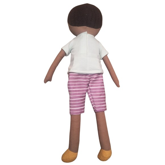 Target Pillowfort Soft Plush Doll 20" Black Fabric Mint Shirt Striped Shorts - Picture 4 of 8